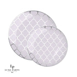 Round Lattice Plastic Plates Lavender • Silver Patterned Lattice Plastic Plates | 10 Pack