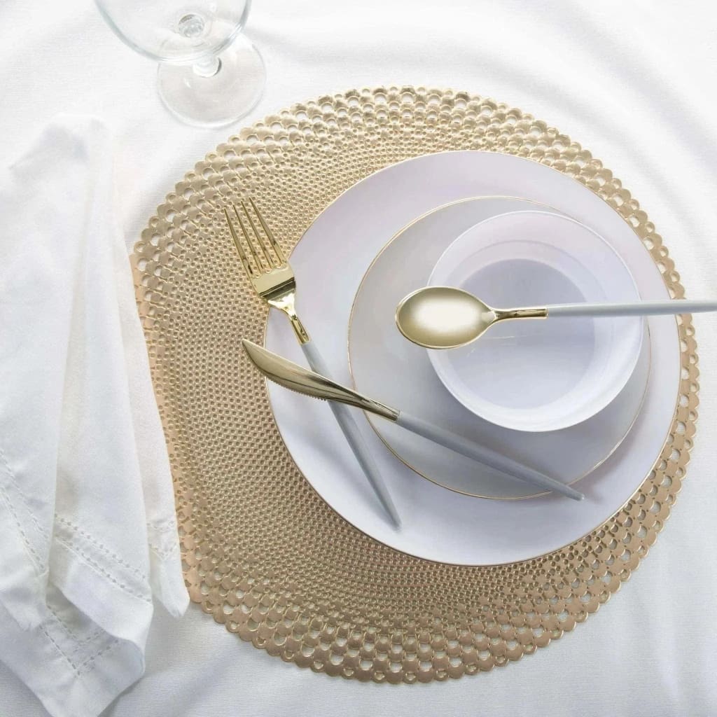 Home Details Round Saturn Laser Cut Placemat in Gold - Luxe Party NYC