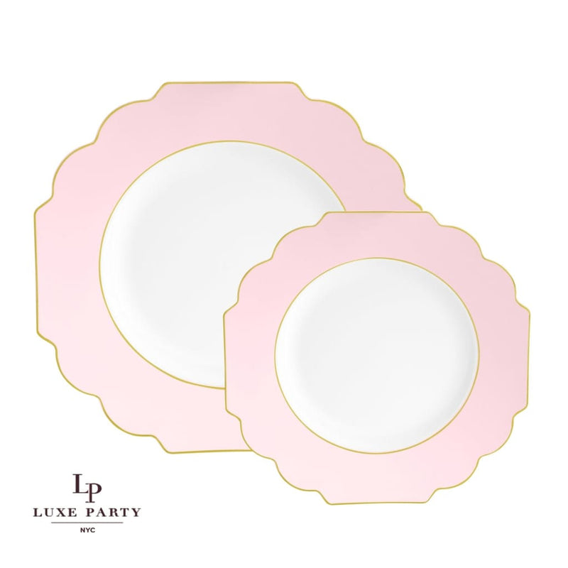 Scallop Design Plastic Plates Scalloped Blush • Gold Plastic Plates | 10 Pack