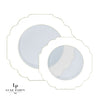Scallop Design Plastic Plates Scalloped Clear Base White • Gold Plastic Plates | 10 Pack