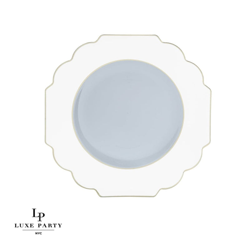 Scallop Design Plastic Plates Scalloped Clear Base White • Gold Plastic Plates | 10 Pack