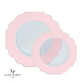 Scalloped Clear Blush • Gold Plastic Plates | 10 Pack