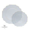 Scalloped Clear • Gold Plastic Plates | 10 Pack
