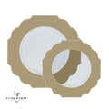 Scalloped Clear Gold Plastic Plates | 10 Pack
