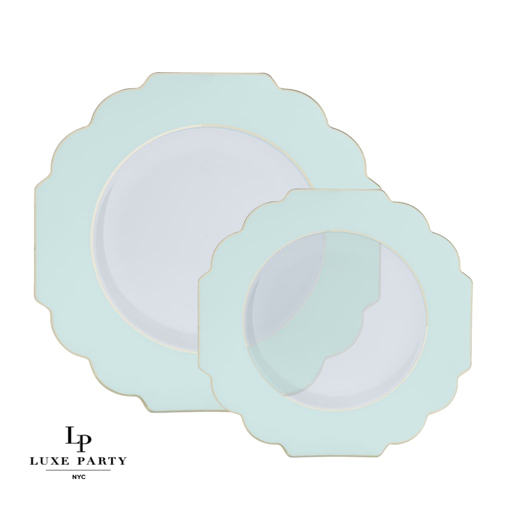 mint green plastic plates