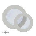 Scalloped Clear Silver Plastic Plates | 10 Pack