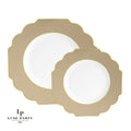 Scalloped Gold Plastic Plates | 10 Pack