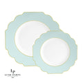 Scalloped Mint Green and Gold Plastic Plates | 10 Pack