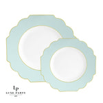 Scallop Design Plastic Plates Scalloped Mint • Gold Plastic Plates | 10 Pack