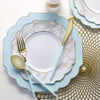 Scallop Design Plastic Plates Scalloped Mint • Gold Plastic Plates | 10 Pack