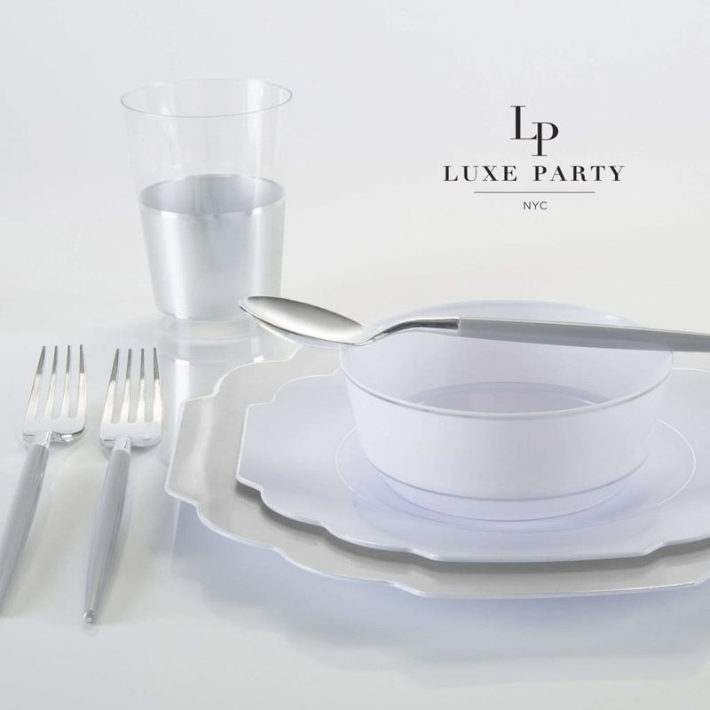 Scallop Design Plastic Plates Scalloped Silver Plastic Plates | 10 Pack