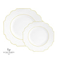 Scalloped White • Gold Plastic Plates | 10 Pack
