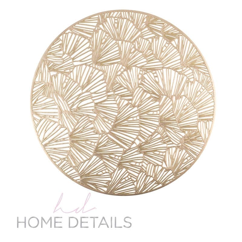 Shell Placemats Round Shell Laser Cut Placemat in Gold