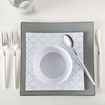 Square Accent Pattern Plastic Plates 10.5" Dinner Plates Square White • Silver Pattern Plastic Plates | 10 Plates