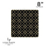 Square Accent Pattern Plastic Plates Square Black • Gold Art Deco Pattern Plastic Plates | 10 Plates