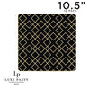 Square Accent Pattern Plastic Plates Square Black • Gold Art Deco Pattern Plastic Plates | 10 Plates
