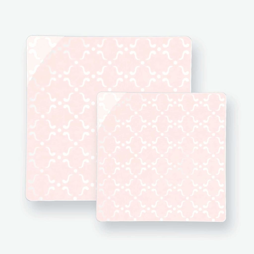 Square Accent Pattern Plastic Plates Square Blush • Silver Pattern Plastic Plates | 10 Plates