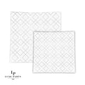 Square White • Silver Art Deco Pattern Plastic Plates | 10 Plates