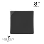 Square Accent Plastic Plates 8" Appetizer Plates / 10 Plastic Plates Black • Silver Square Plastic Appetizer Plates