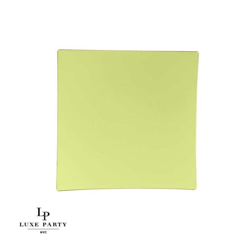 Square Accent Plastic Plates Lime • Gold Square Plastic Plates | 10 Pack
