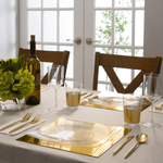 Square Accent Plastic Plates Square Clear • Gold Plastic Plates | 10 Pack