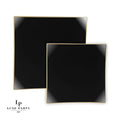 Square Coupe Black • Gold Plastic Plates | 10 Pack