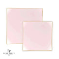 Square Coupe Blush • Gold Plastic Plates | 10 Pack