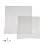 Square Accent Plastic Plates Square Coupe Clear • Silver Plastic Plates | 10 Pack