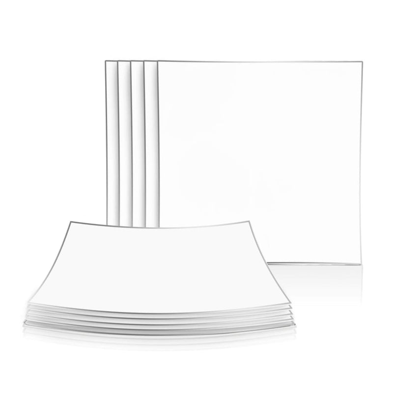 Square Accent Plastic Plates Square Coupe Clear • Silver Plastic Plates | 10 Pack