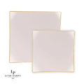Square Coupe Linen • Gold Plastic Plates | 10 Pack
