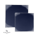 Square Coupe Navy • Silver Plastic Plates | 10 Pack