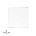 Square Accent Plastic Plates Square Coupe White • Gold Plastic Plates | 10 Pack