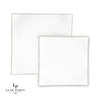 Square Accent Plastic Plates Square Coupe White • Silver Plastic Plates | 10 Pack