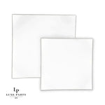 Square Accent Plastic Plates Square Coupe White • Silver Plastic Plates | 10 Pack
