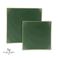 Square Emerald • Gold Plastic Plates | 10 Pack