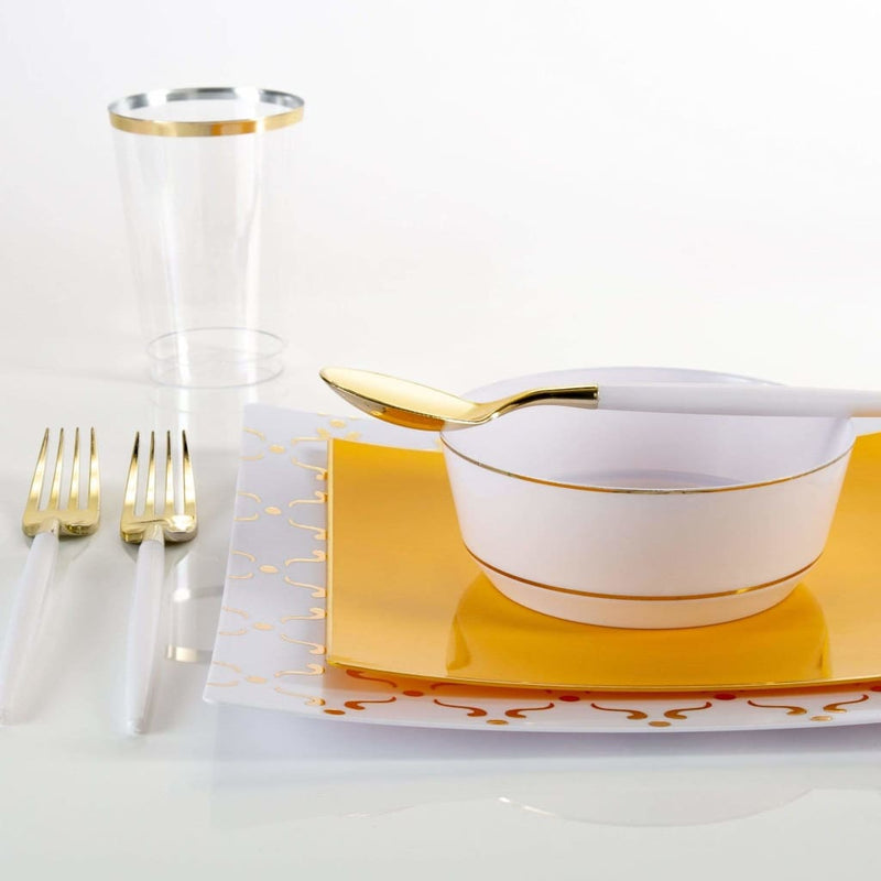 Square Accent Plastic Plates Yellow • Gold Square Plastic Plates | 10 Pack