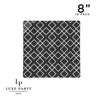 Square Geo Pattern Plastic Plates Square Black • Silver Pattern Plastic Plates | 10 Plates