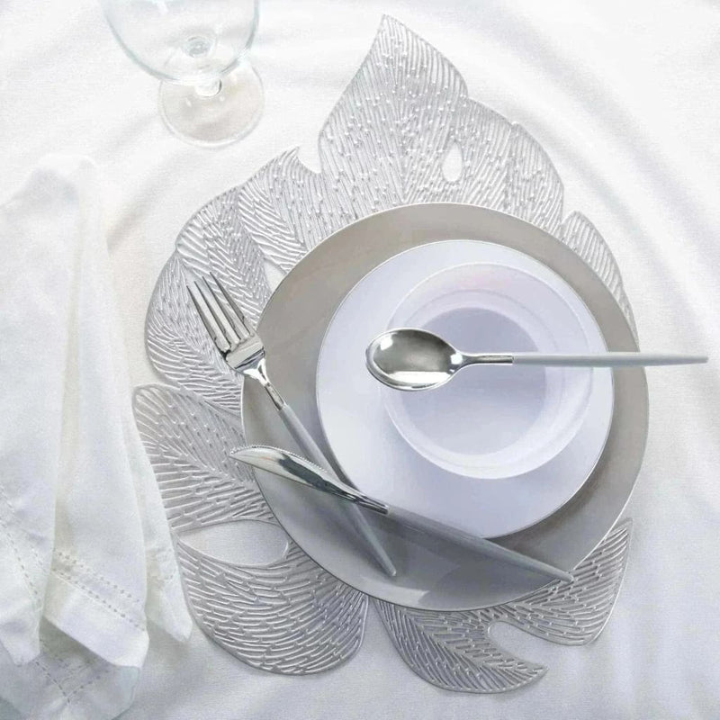 The Leaf Placemats Home Details Leaf Shape Placemat in Silver