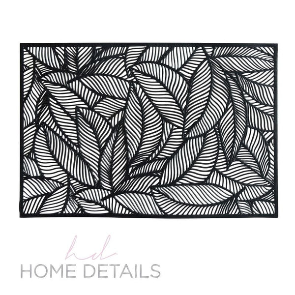 The Pear Placemats Home Details Pear Leaf Laser Cut Placemat in Black
