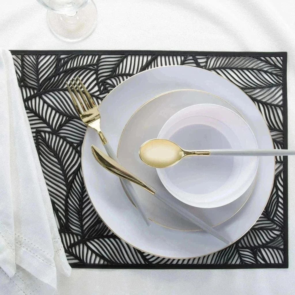 The Pear Placemats Home Details Pear Leaf Laser Cut Placemat in Black