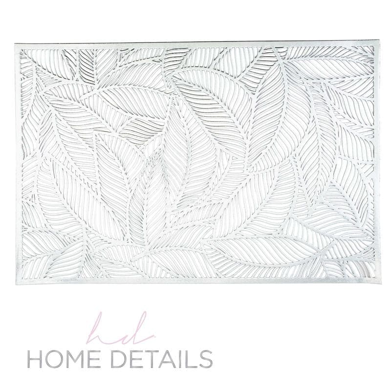 The Pear Placemats Home Details Pear Leaf Laser Cut Placemat in Silver