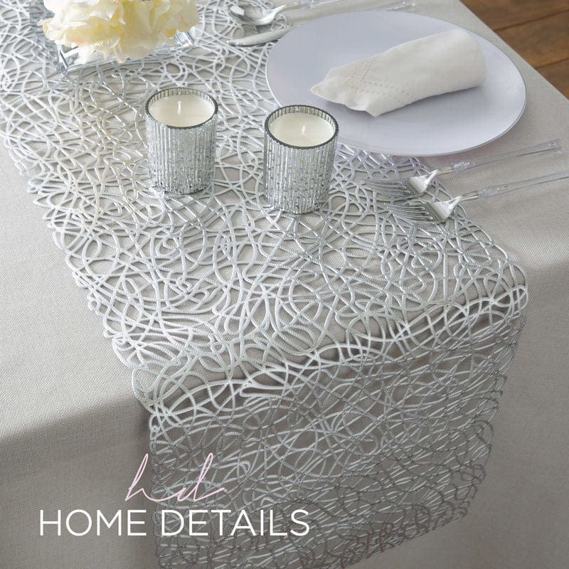 The Rope Placemats Vinyl Leaf Rope Laser Cut Table Runner in Silver