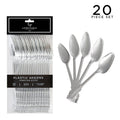 Venetian Design Silver Plastic Spoons | 20 Spoons